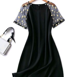 SHEIN Black Cocktail Dress with Silver Raglan Sleeves
